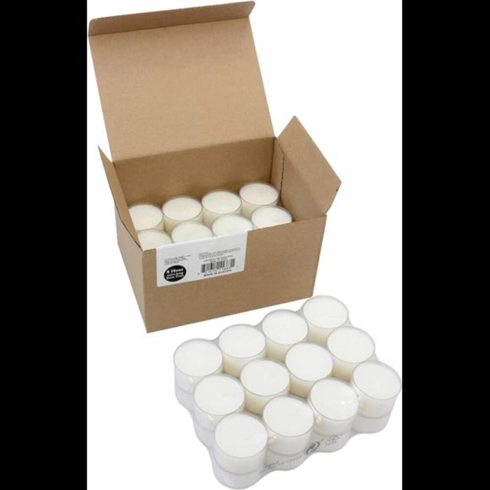 Bulk Unscented Smokeless Long Clear Cup Tea Light Candles with 8 Hour Extended
